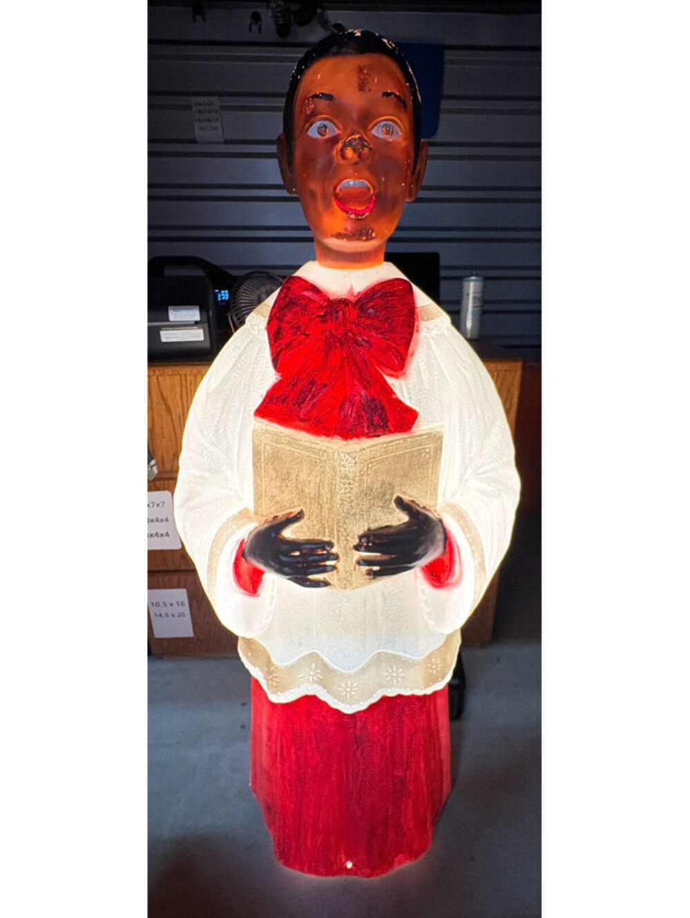 Poloron Christmas Blow Mold African American Black Choir Caroler 48in Afro Rare - Picture 3 of 16